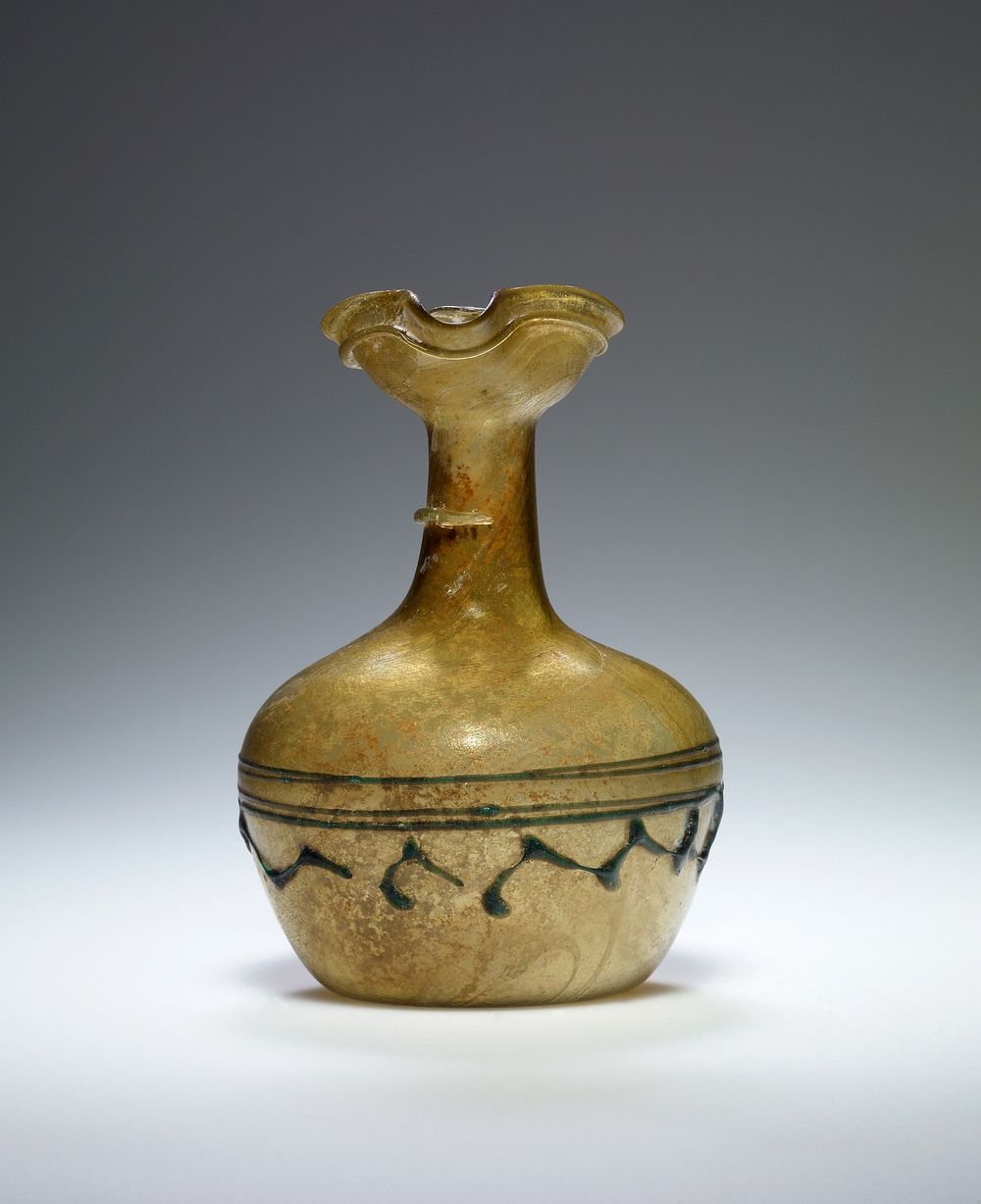 Yellowish-Green Oinochoe with blue trails