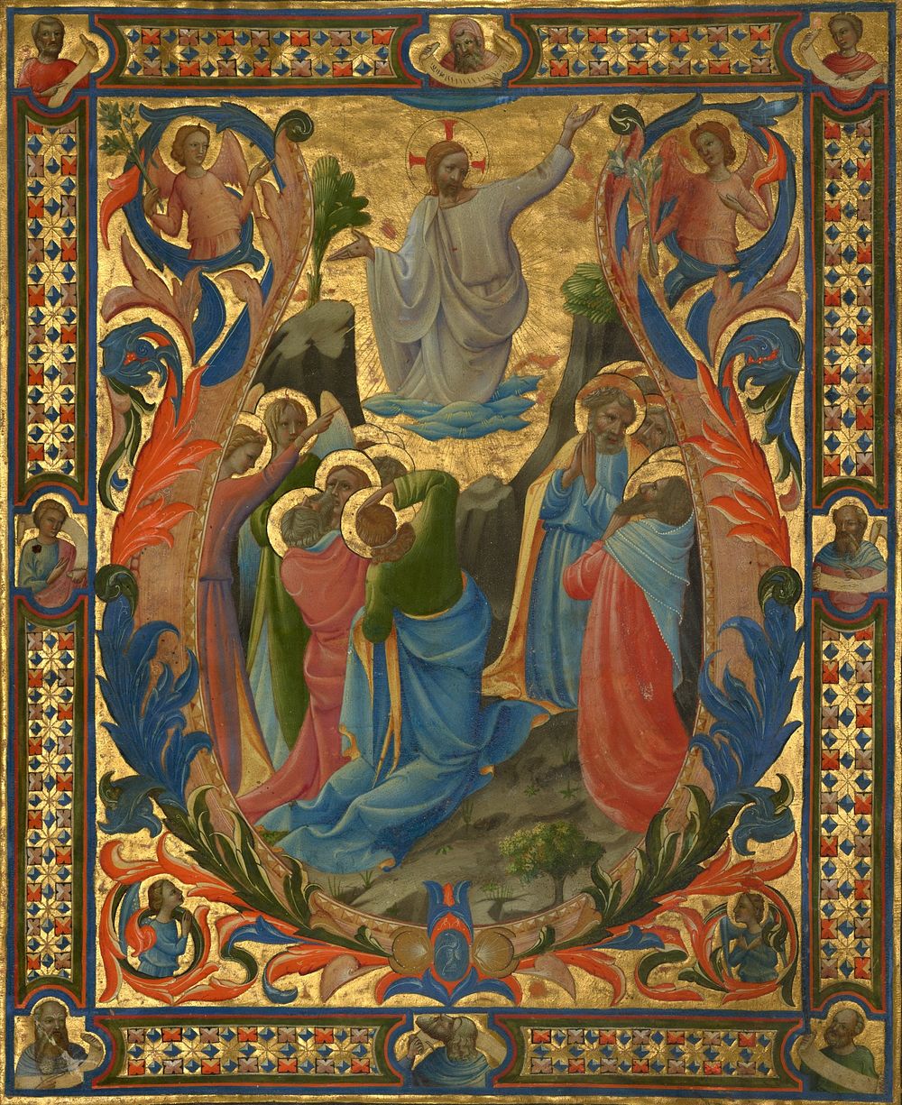 Initial V: The Ascension by Lorenzo Monaco, Zanobi di Benedetto Strozzi and Battista di Biagio Sanguini