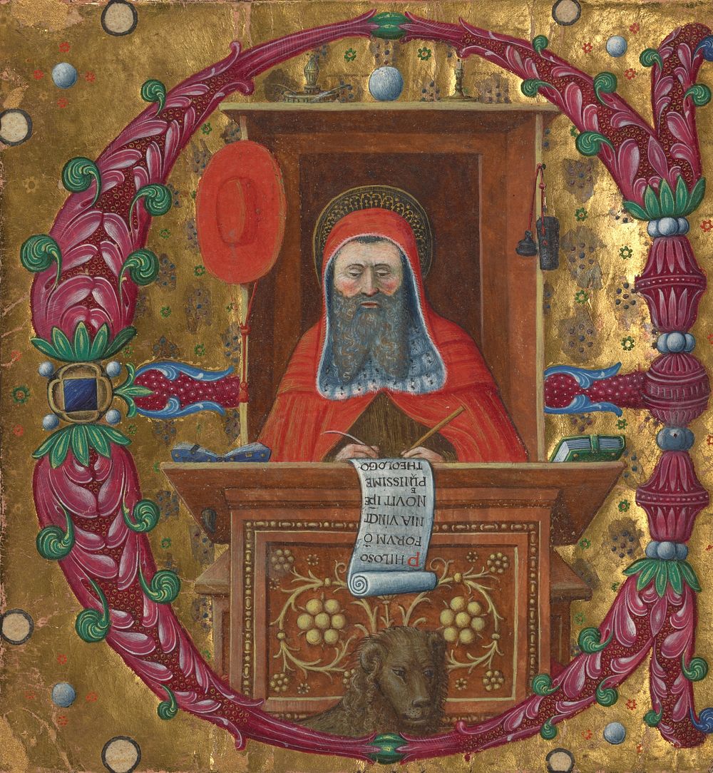 Initial E: Saint Jerome in His Study by Master of the Birago Hours