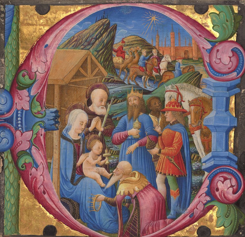 Initial E: The Adoration of the Magi by Franco dei Russi
