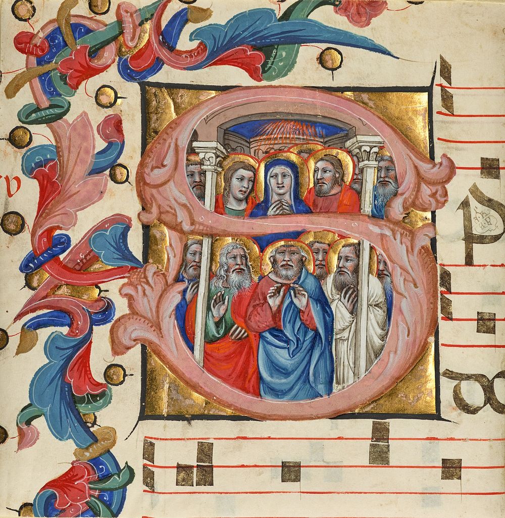 Initial S: Pentecost by Niccolò di Giacomo da Bologna