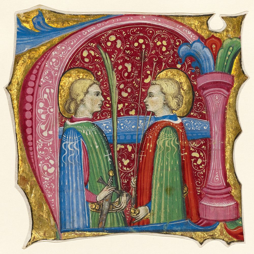 Initial A: Saints Maurice and Theofredus by Frate Nebridio