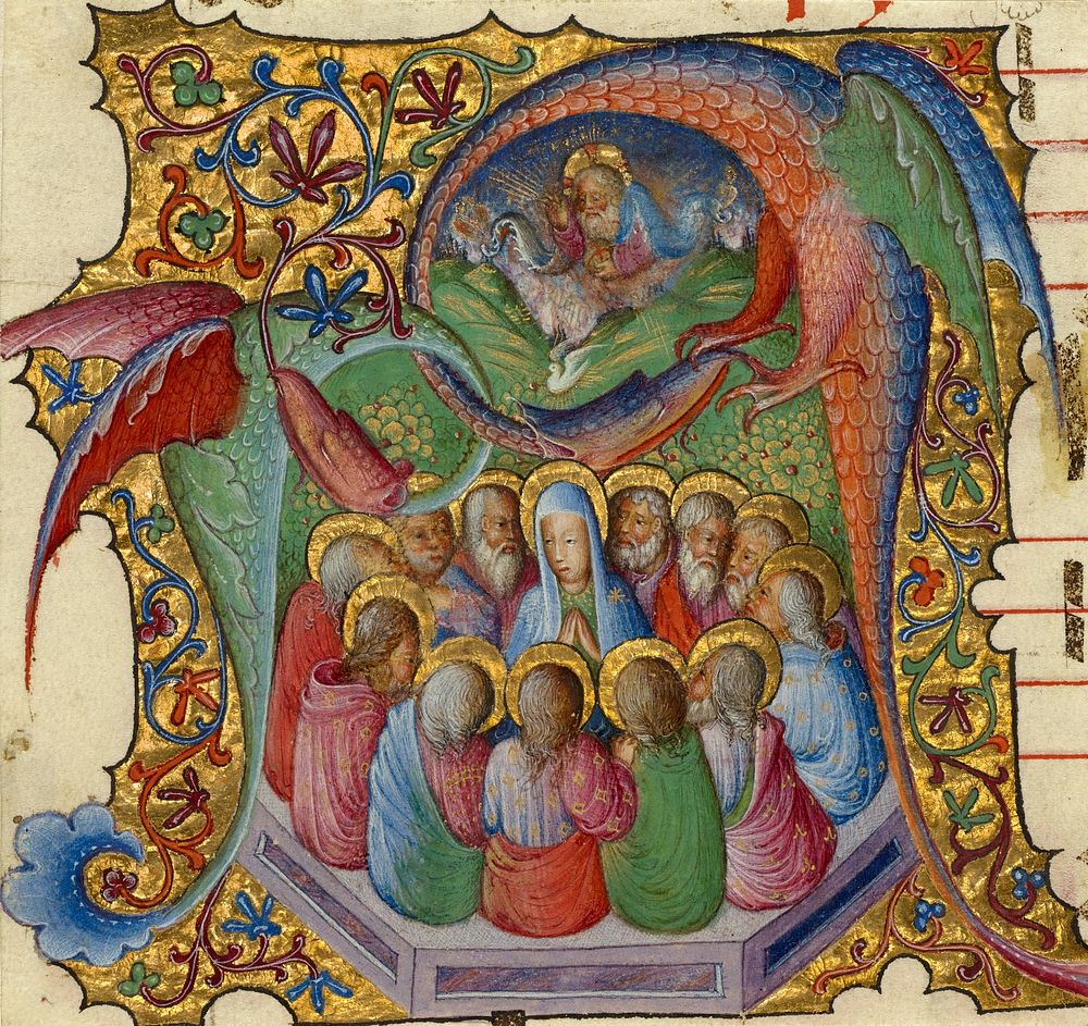 Initial A: Pentecost by Stefano da Verona