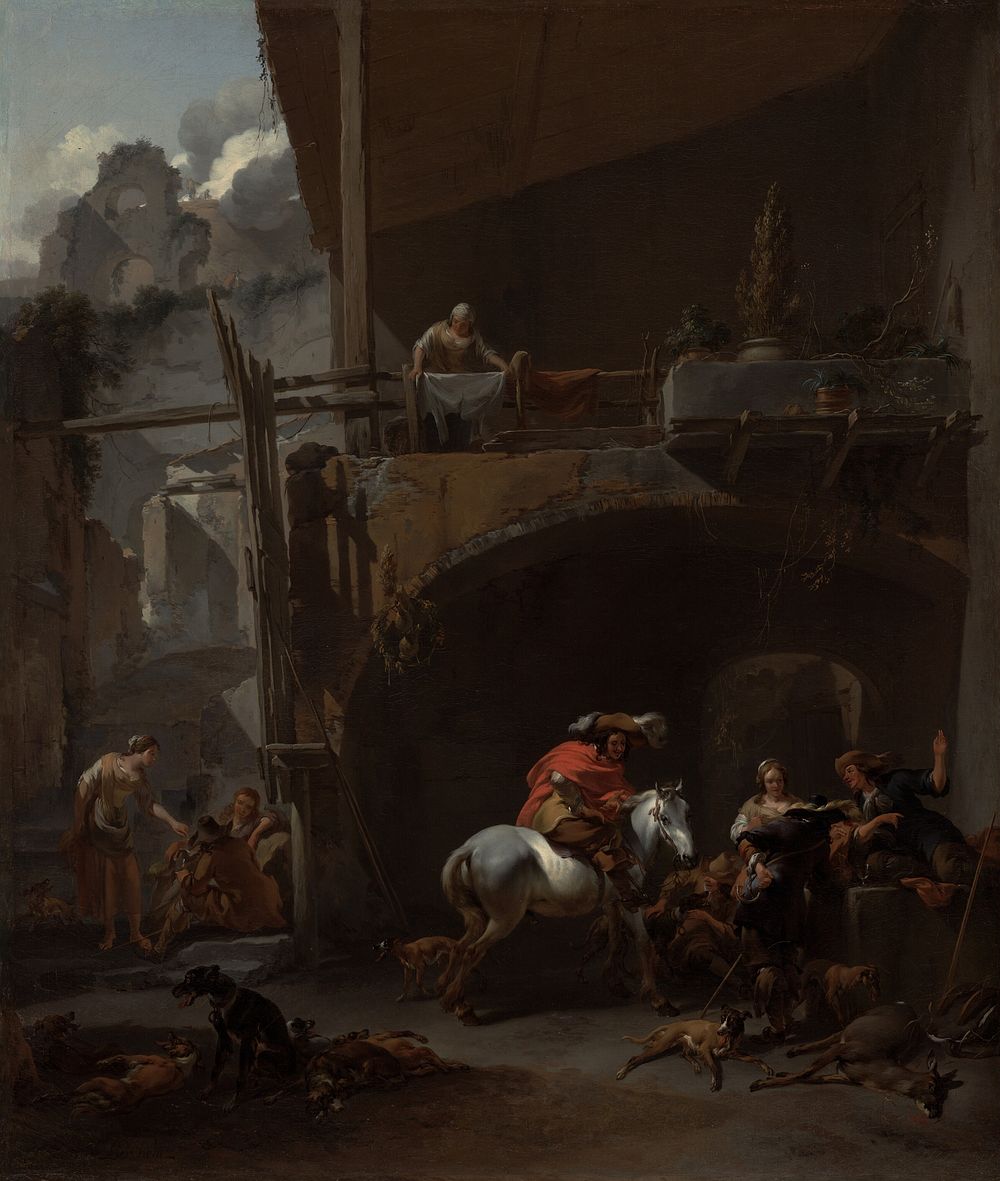 The Return from the Hunt by Nicolaes Berchem