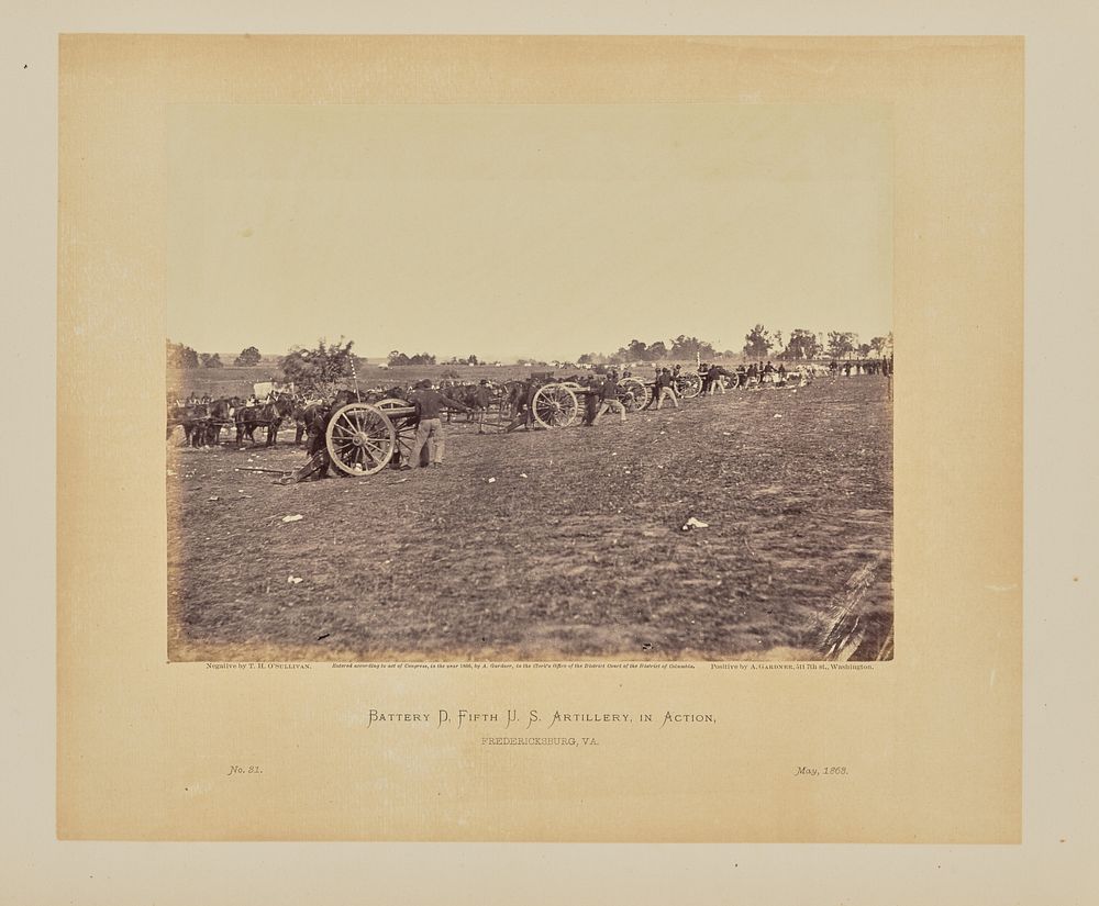 Battery D, Fifth U.S. Artillery, in Action, Fredericksburg, Virginia by Timothy H O Sullivan and Alexander Gardner