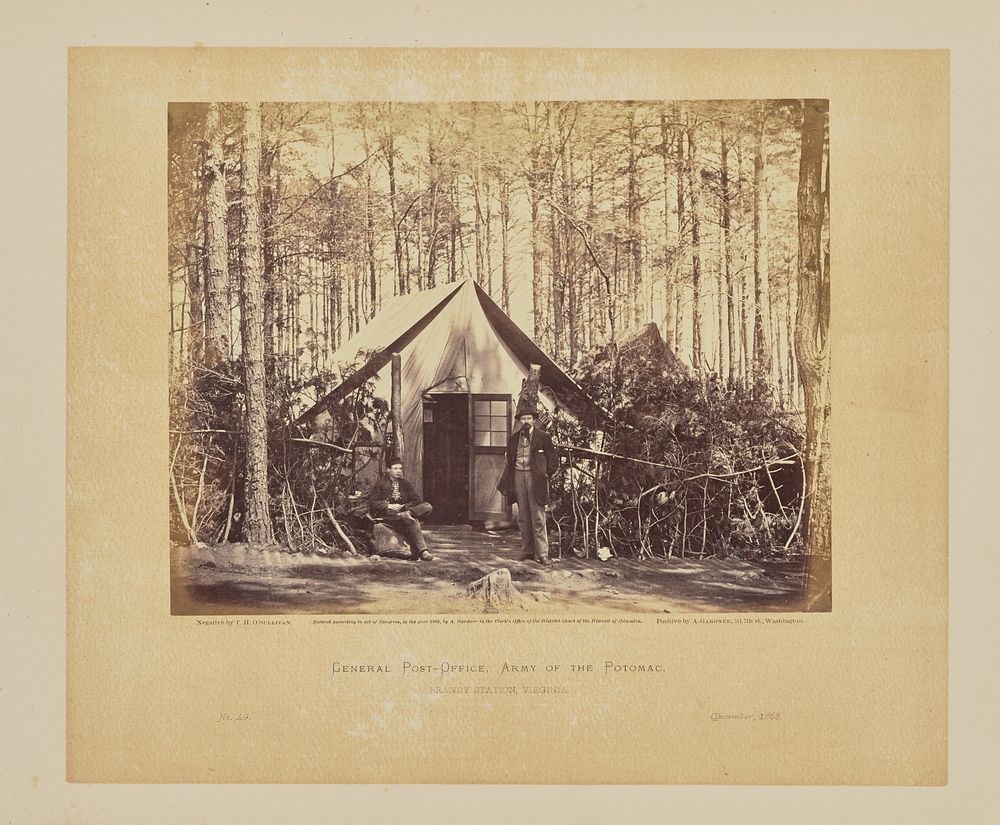 General Post-Office, Army of the Potomac, Brandy Station, Virginia by Timothy H O Sullivan and Alexander Gardner