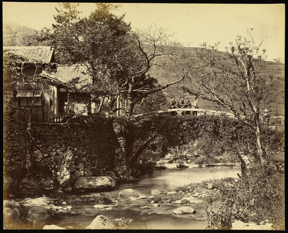 Tea House and Bridge on the Tokaido Road by Felice Beato