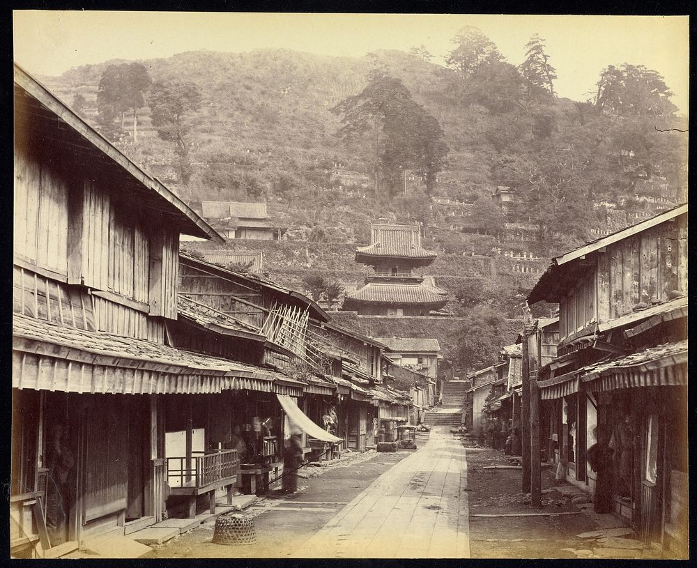 Temple Street, Native Town, Nagasaki by Felice Beato