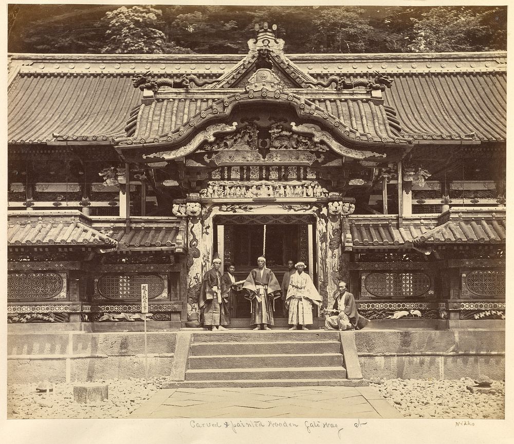 Carved and painted Gateway at Nikko by Felice Beato