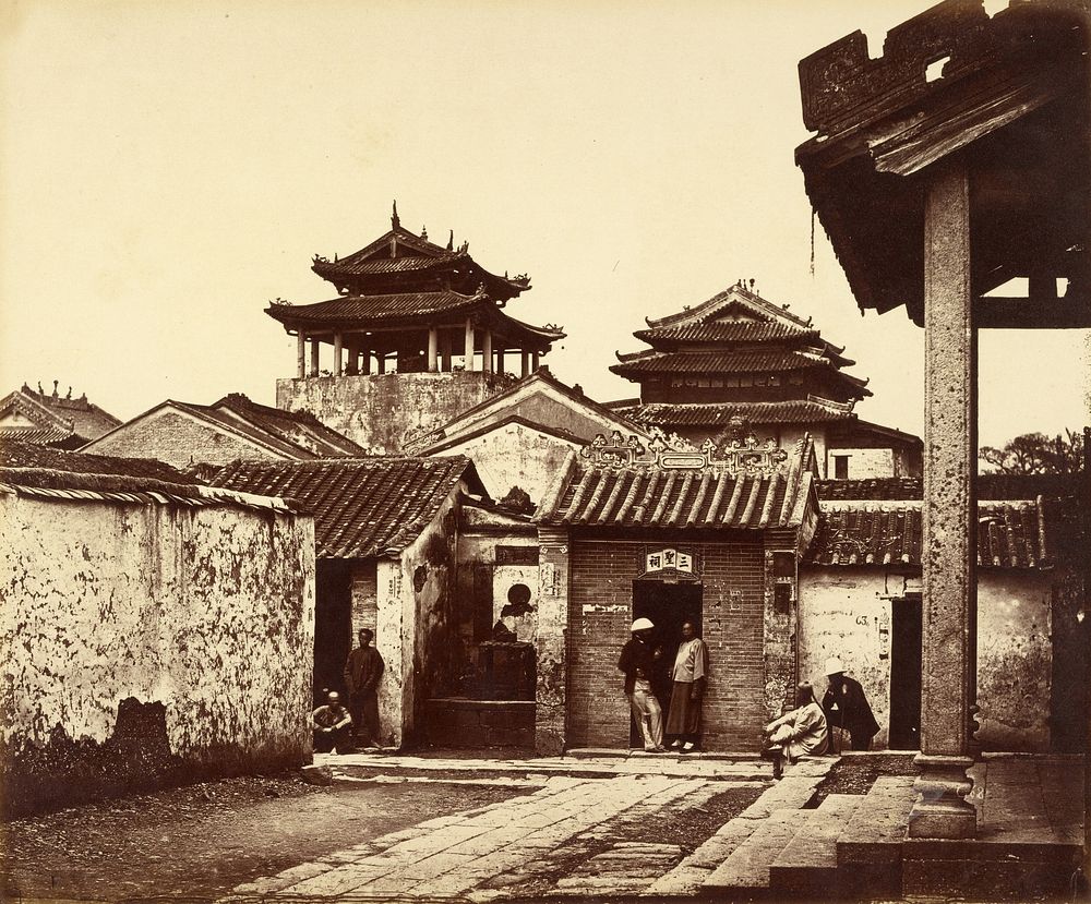 Five Genii Temple, from the name Hui Tuh Kung, Canton, China by Felice Beato and Henry Hering