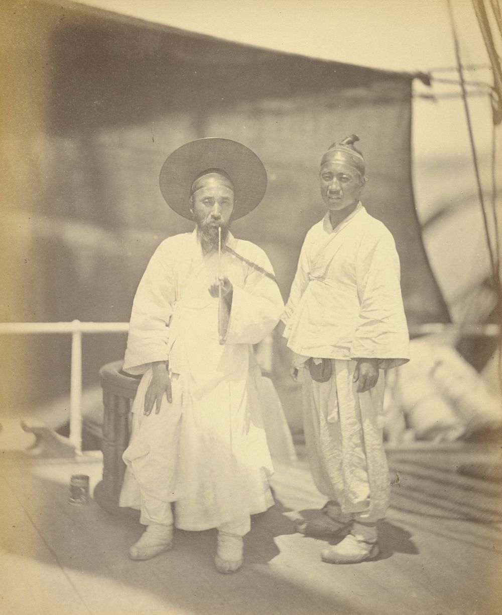 A Corean official bearing the first dispatches on board the 'Colorado' by Felice Beato