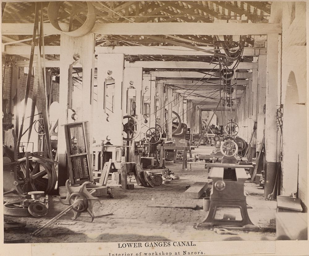 Lower Ganges Canal, Interior of workshop at Narora by G W Woodcroft