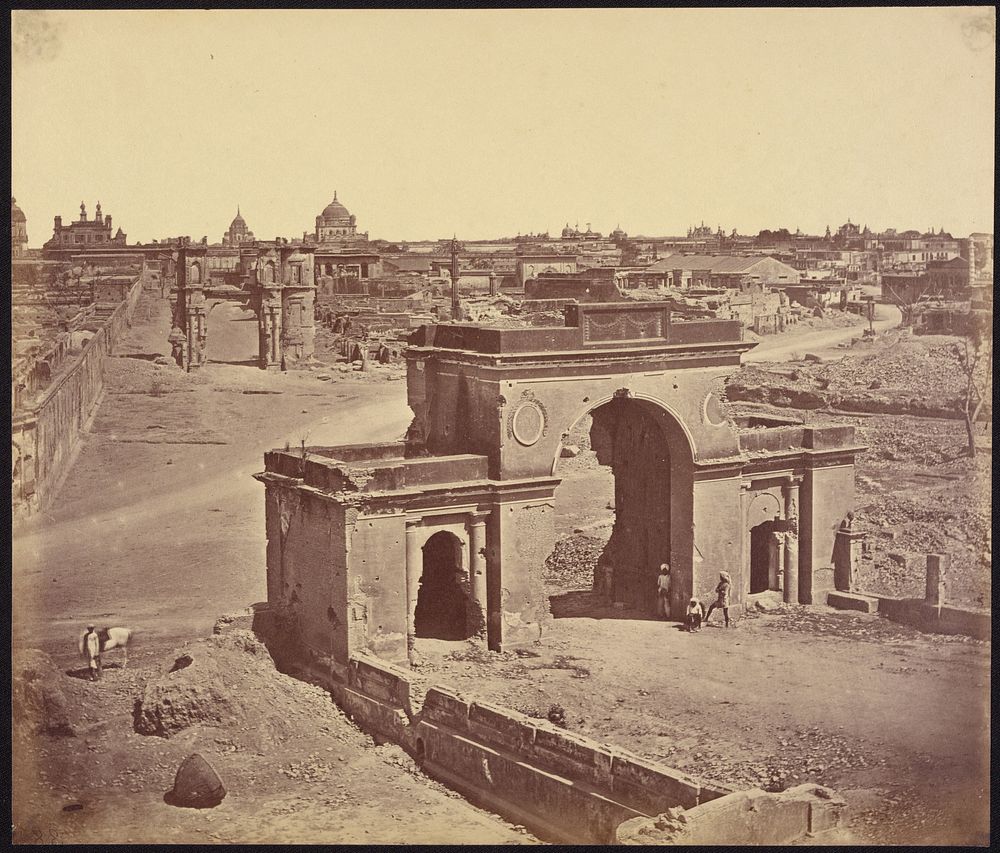 Bailee Guard-Gate, Taken from the Inside, and Showing the Clock Tower, Lucknow by Felice Beato