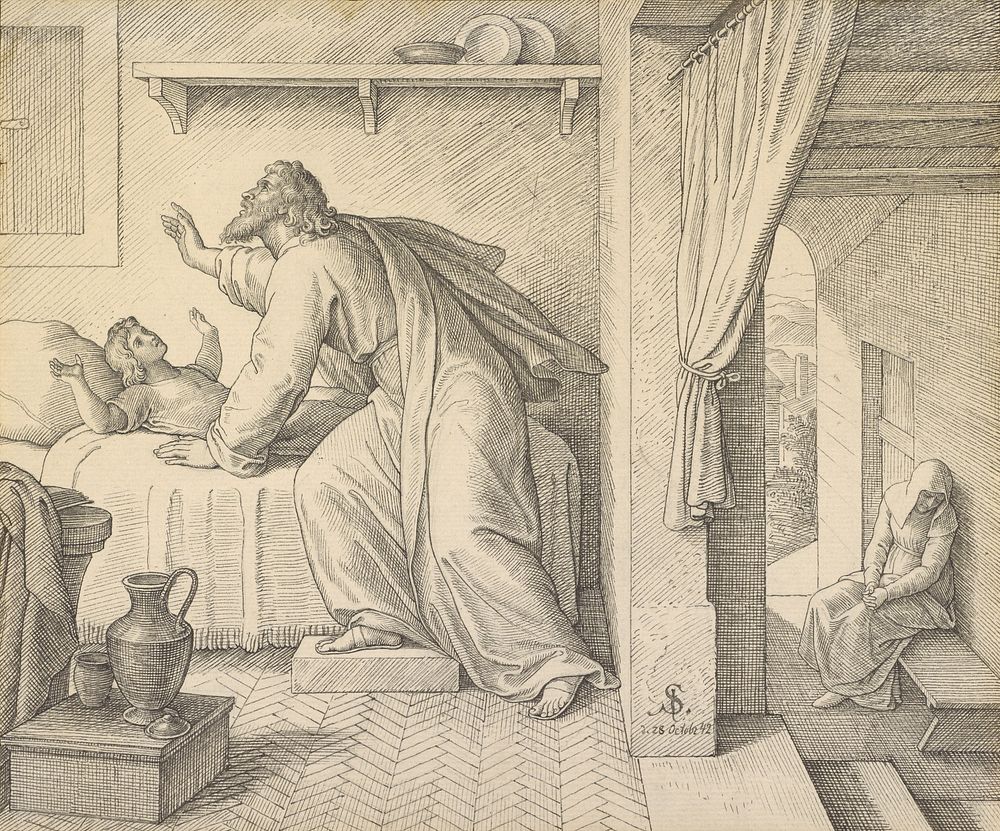 Elijah Revives the Son of the Widow of Zarephath by Julius Schnorr von Carolsfeld