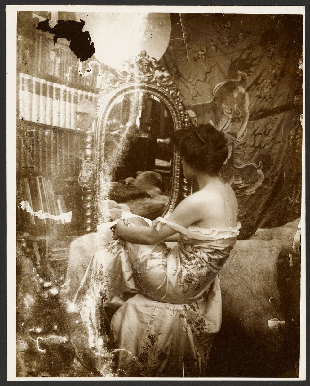 Female Model Seated in Front of a Mirror, Paris by Alphonse Maria Mucha