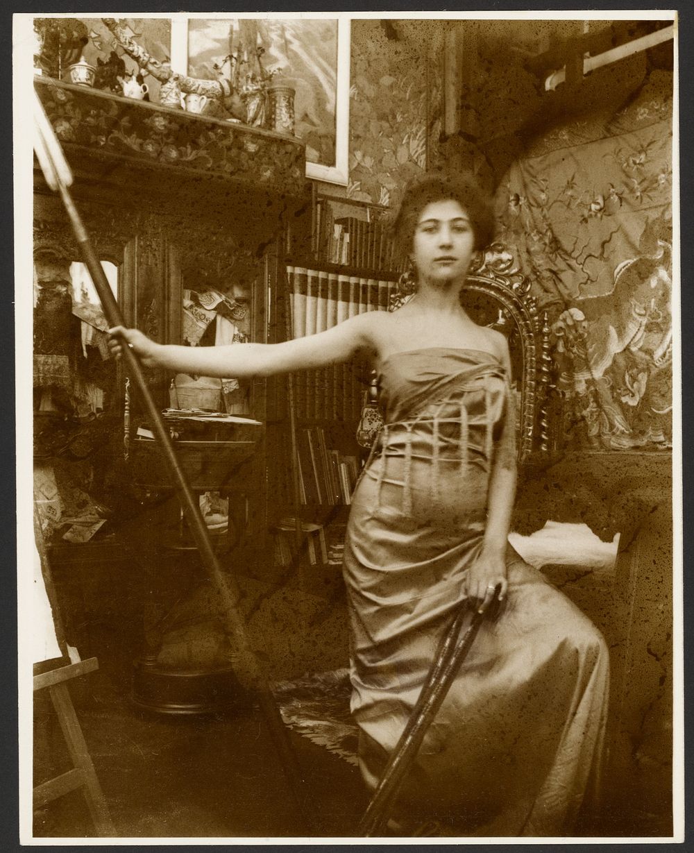 Female Model Holding a Spear, Paris by Alphonse Maria Mucha