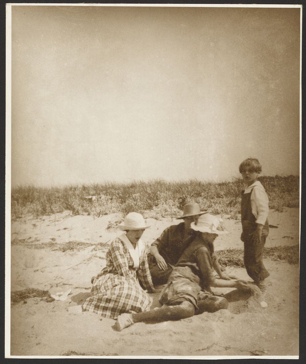 Family of Four at the Beach by Alphonse Maria Mucha