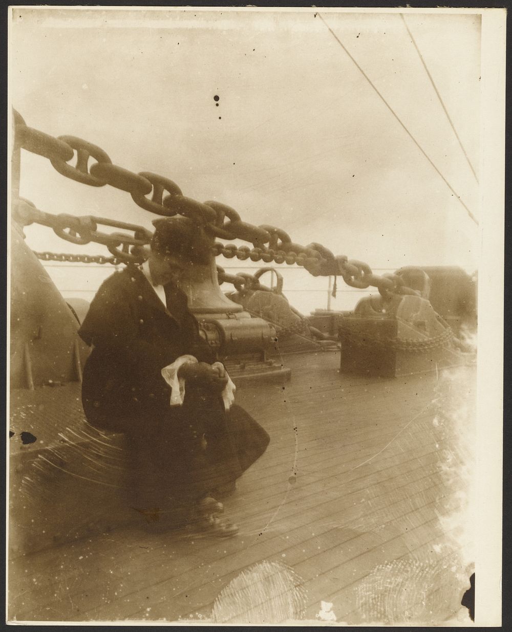 Unidentified Woman Sitting on the Deck of a Ship by Alphonse Maria Mucha