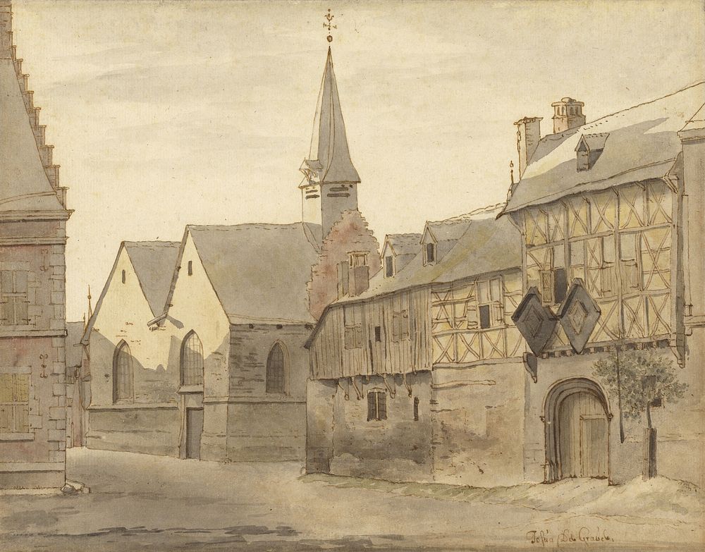 View of the St. Jacob's Church and the Inn, Maastricht by Josua de Grave