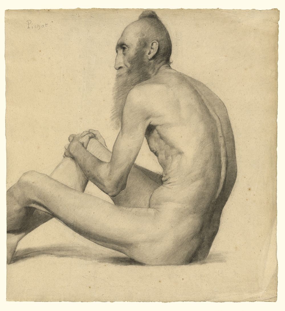 Nude Study of an Old Man (Père Bainville) by Émile Jules Pichot