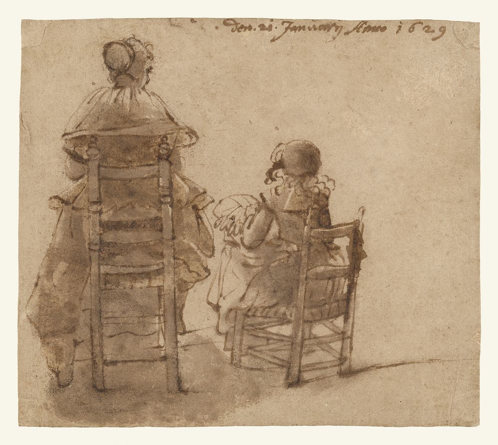 A Lady and a Child Making Lace by Gerard ter Borch
