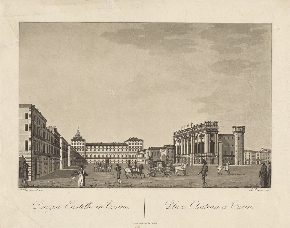 Piazza Castello in Turin by Angelo Biasioli and Aimé Chenavard