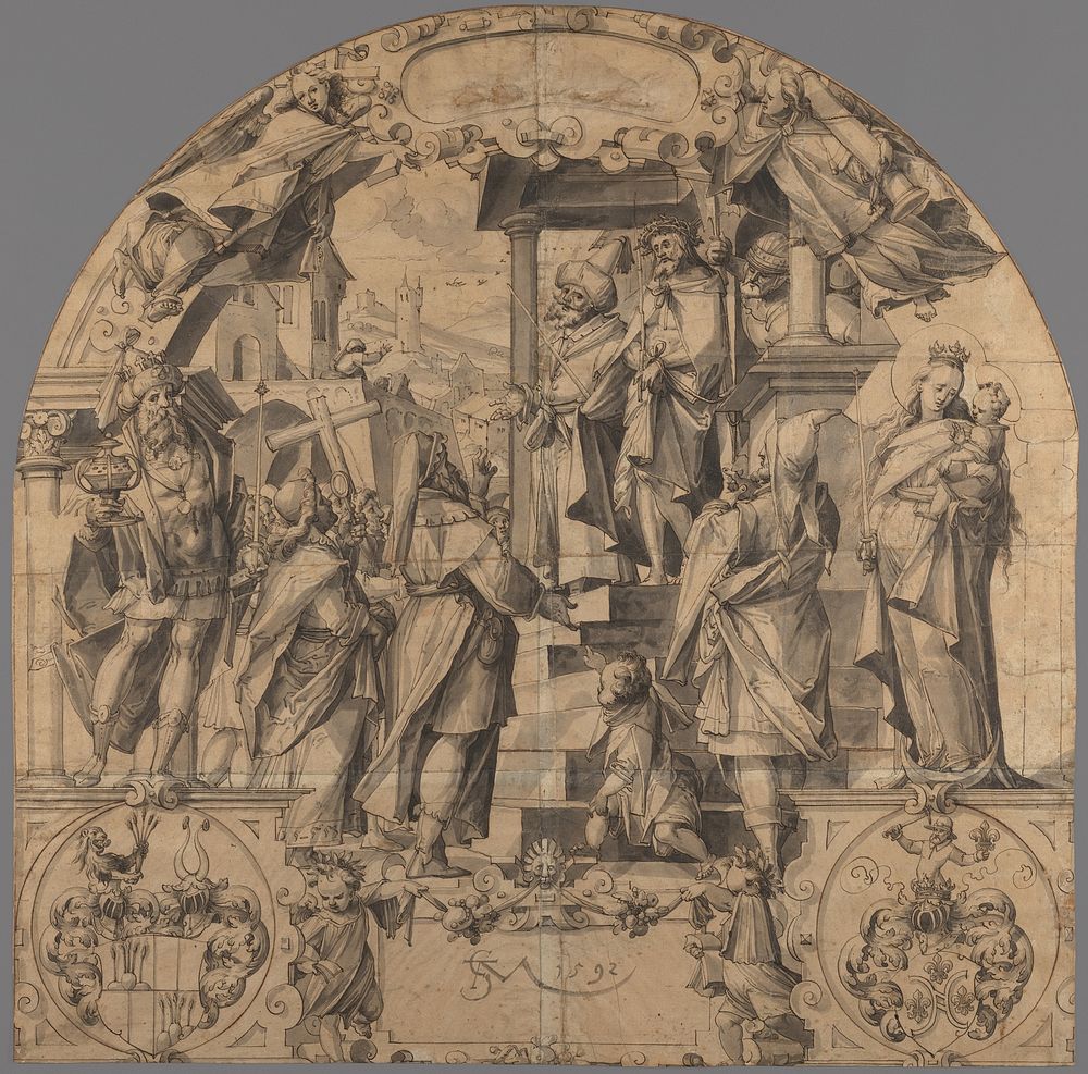 Ecce Homo, the king Caspar, the Virgin and Child and the Arms of the Families Kündig and Pfyffer by Christoph Murer