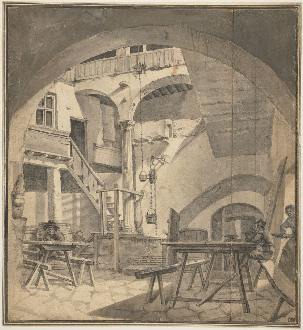 Courtyard of an Italian Tavern by Thomas Adriaensz Wyck