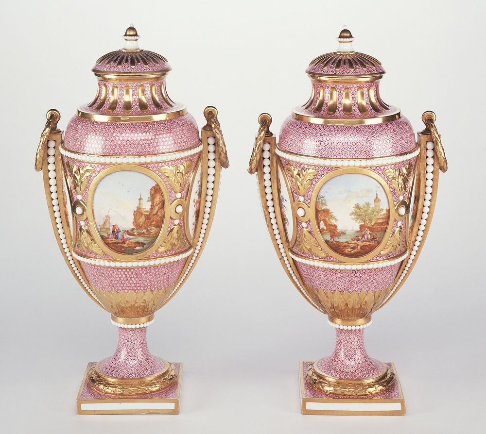 Pair of Vases (vases Bolvry à perles or vases à cartels Bolvry) by Vincent Taillandier, Geneviève Taillandier, Philippe…