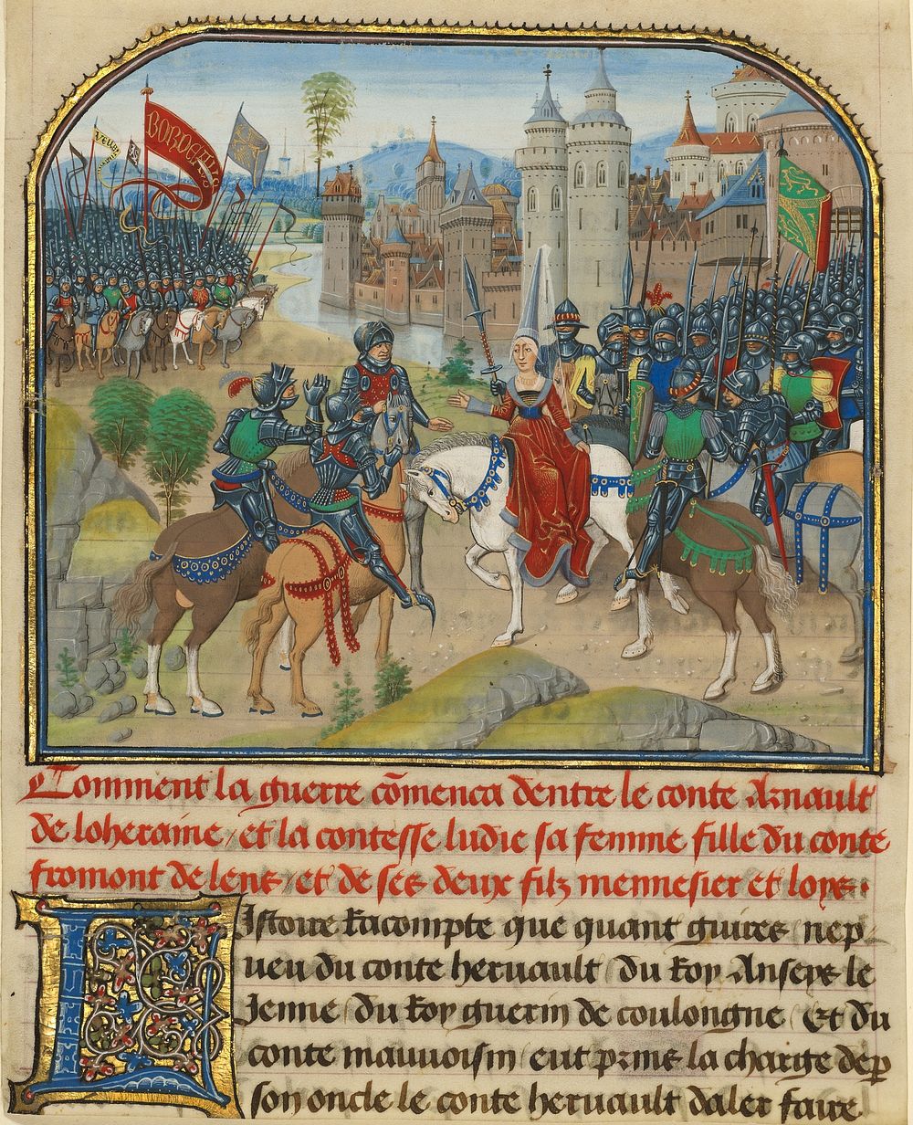 The Battle Between Arnault de Lorraine and His Wife Lydia by Loyset Liédet and Pol Fruit