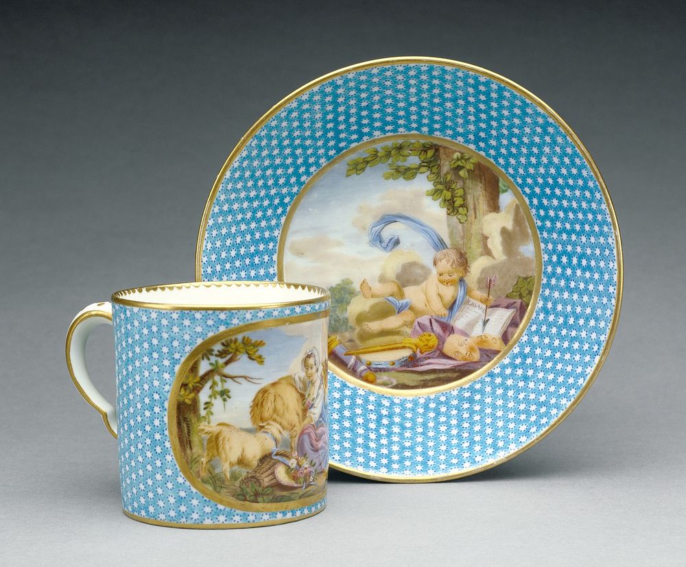 Cup and Saucer (gobelet litron et soucoupe, deuxième grandeur) by Etienne Jean Chabry the Younger, Michel Barnabe Chauvaux…