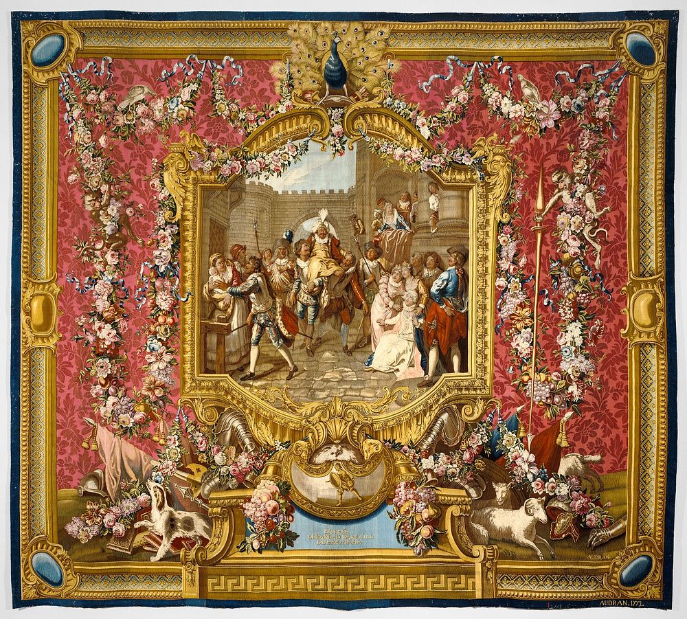 Tapestry: L'Entrée de Sancho dans l'Ile de Barataria, from L'Histoire de don Quichotte Series by Royal Factory of Furniture…