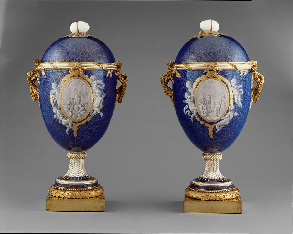 Pair of Vases (vases oeuf[?]) by Jean Baptiste Etienne Genest and Sèvres Manufactory