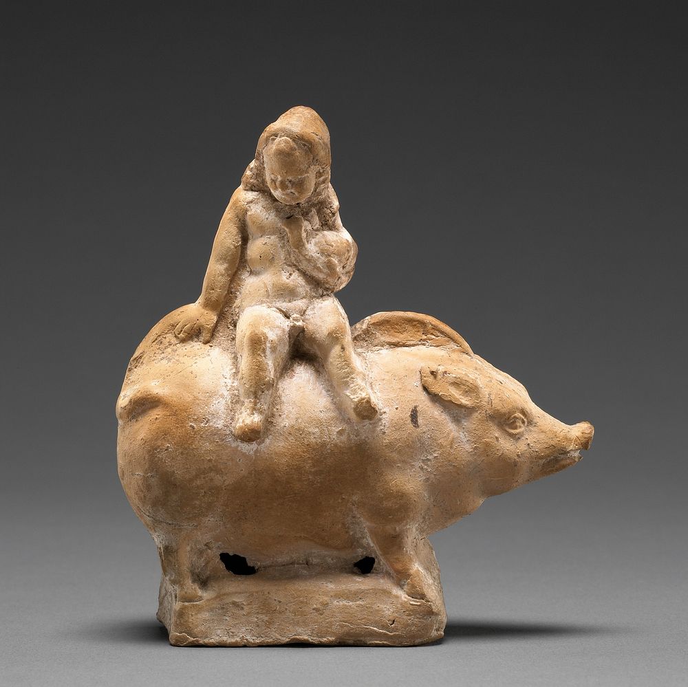 Figure of a Child Seated atop a Pig