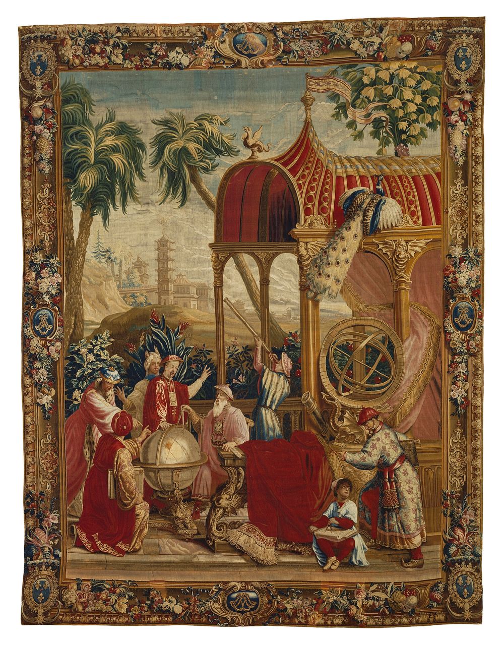 Tapestry: Les Astronomes, from L'Histoire de l'empereur de la Chine Series by Beauvais Manufactory, Philippe Béhagle, Guy…