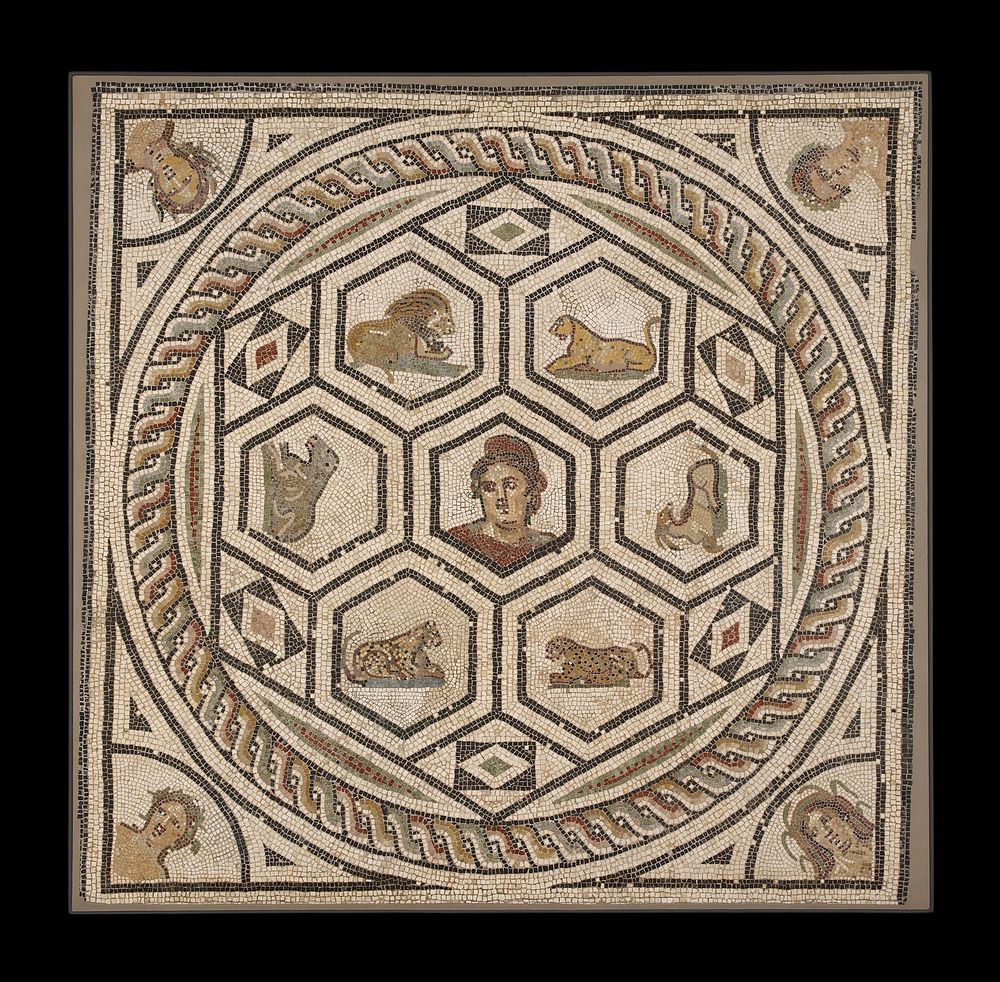 Mosaic Floor with Orpheus and the Animals, with Four Seasons in the Corners