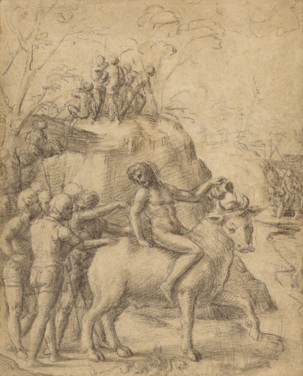 A Man Riding a Bull, and Other Figures by Correggio Antonio Allegri
