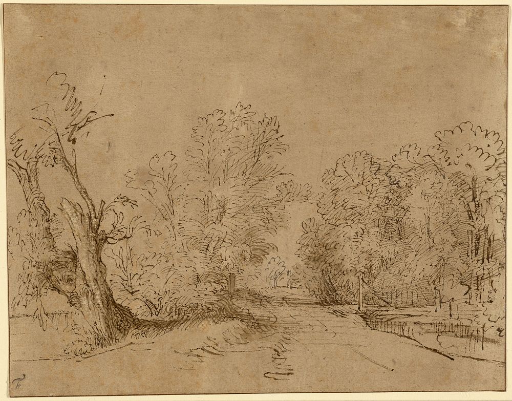 A Wooded Road by Rembrandt Harmensz van Rijn