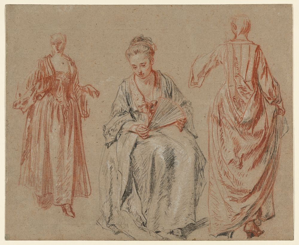 Studies of Three Women by Jean Antoine Watteau