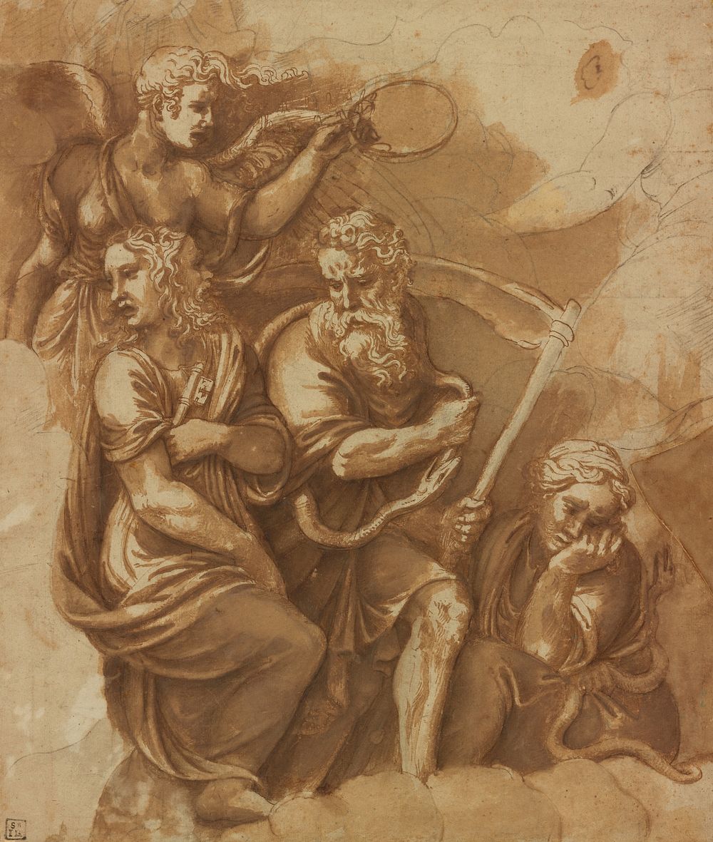 Victory, Janus, Chronos and Gaea by Giulio Romano Giulio Pippi