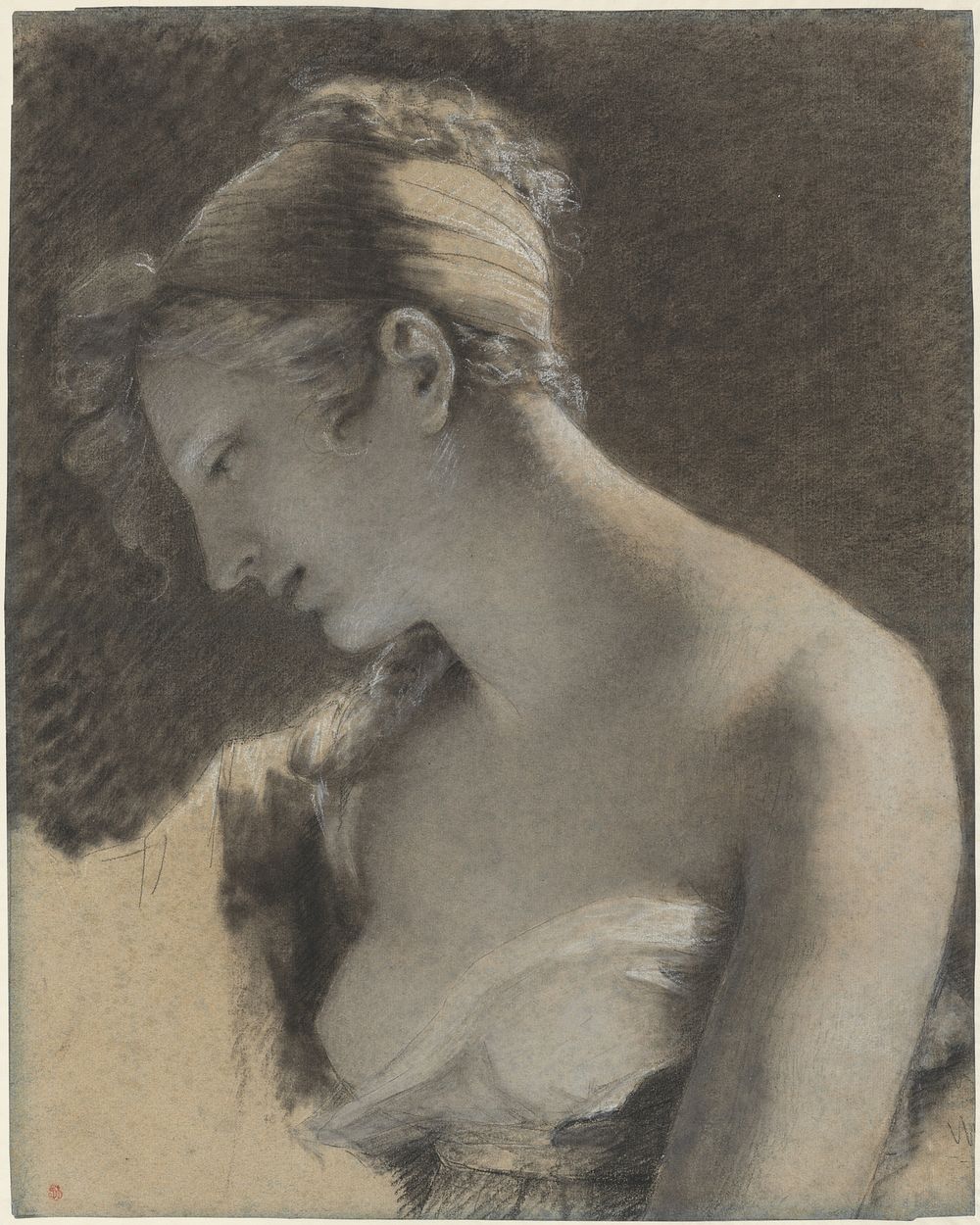 Head of a Woman: Study for "The Happy Mother" (L'Heureuse mère) by Pierre Paul Prud hon