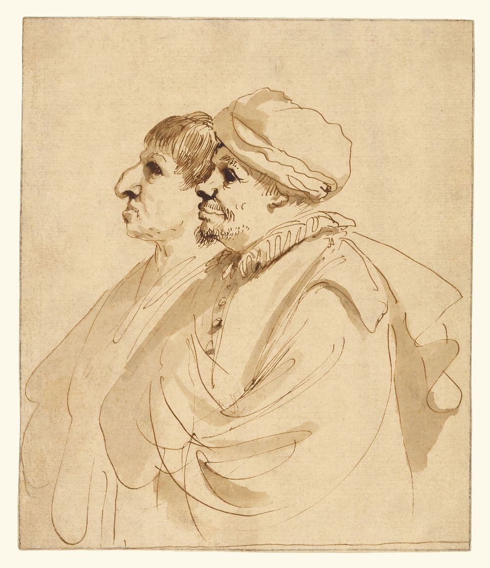 Caricature of Two Men Seen in Profile by Giovanni Francesco Barbieri called il Guercino  The Squinter