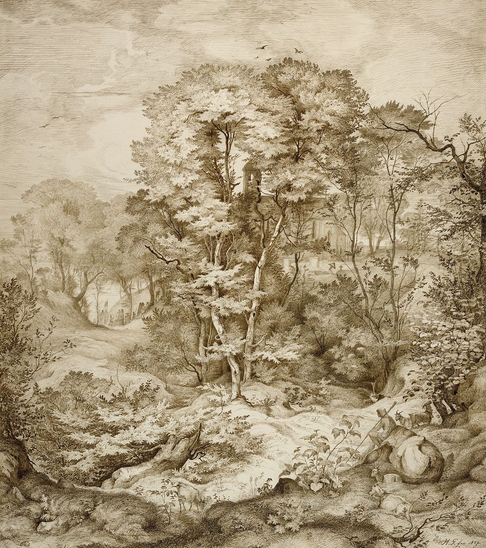 Landscape with Forest Chapel by Heinrich Johann Gärtner