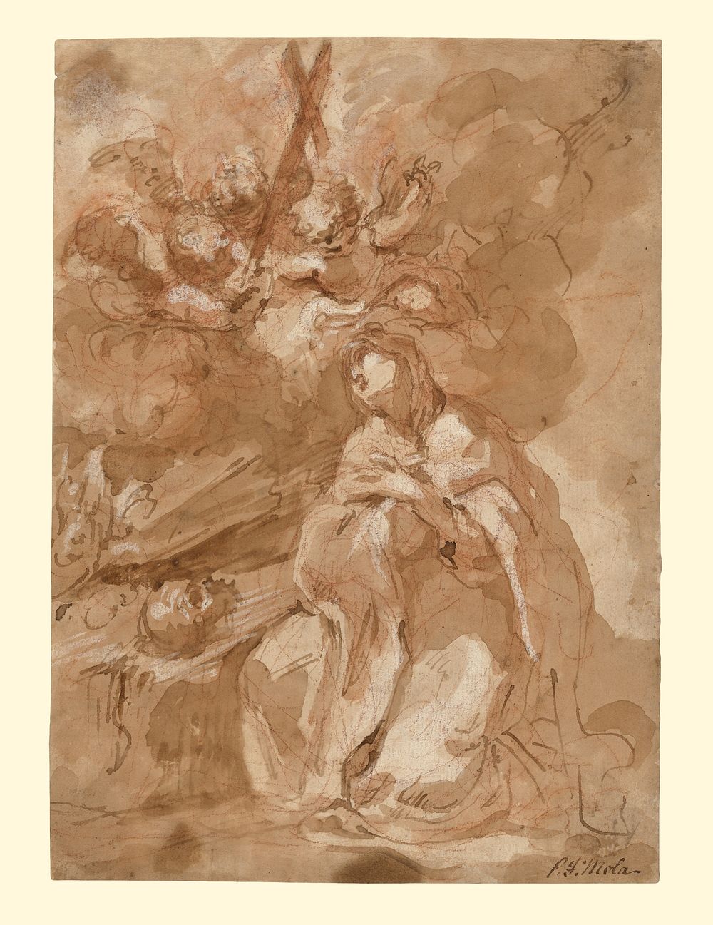 A Female Saint Contemplating a Crucifix by Giovanni Antonio Guardi