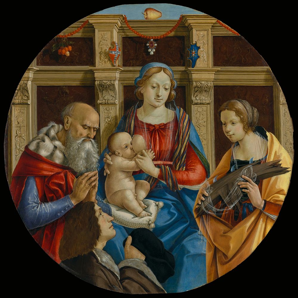 Madonna and Child with a Male Saint, Catherine of Alexandria and a Donor by Michelangelo di Pietro Membrini