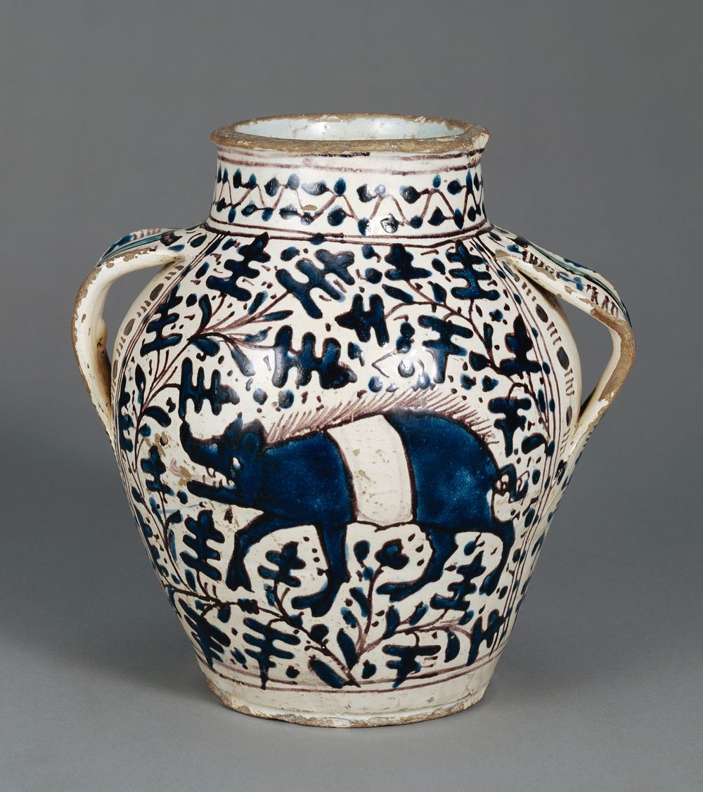 Relief-Blue Jar with Running Boars