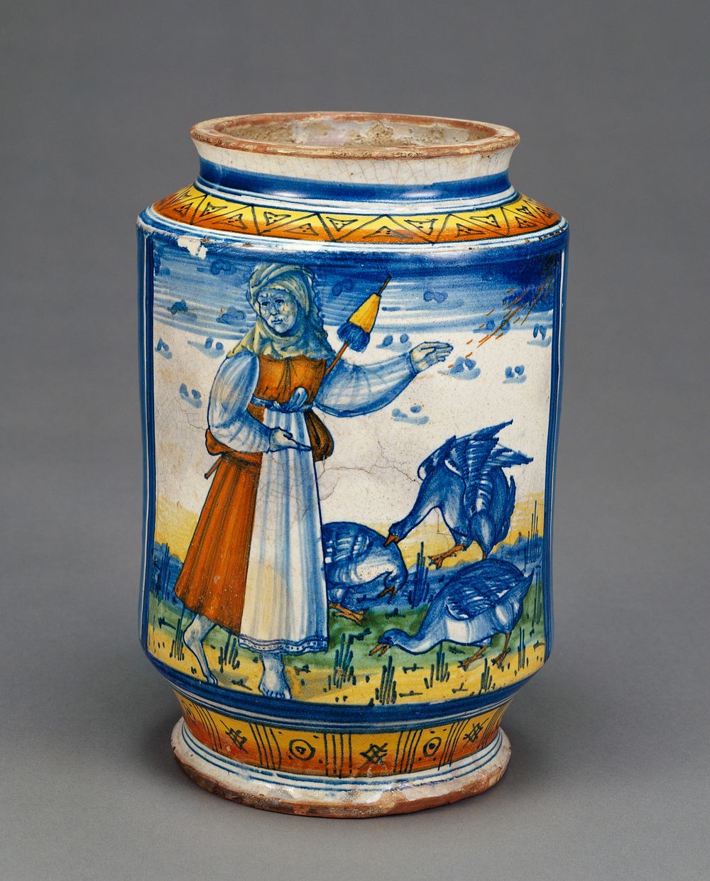 Jar with a Woman and Geese