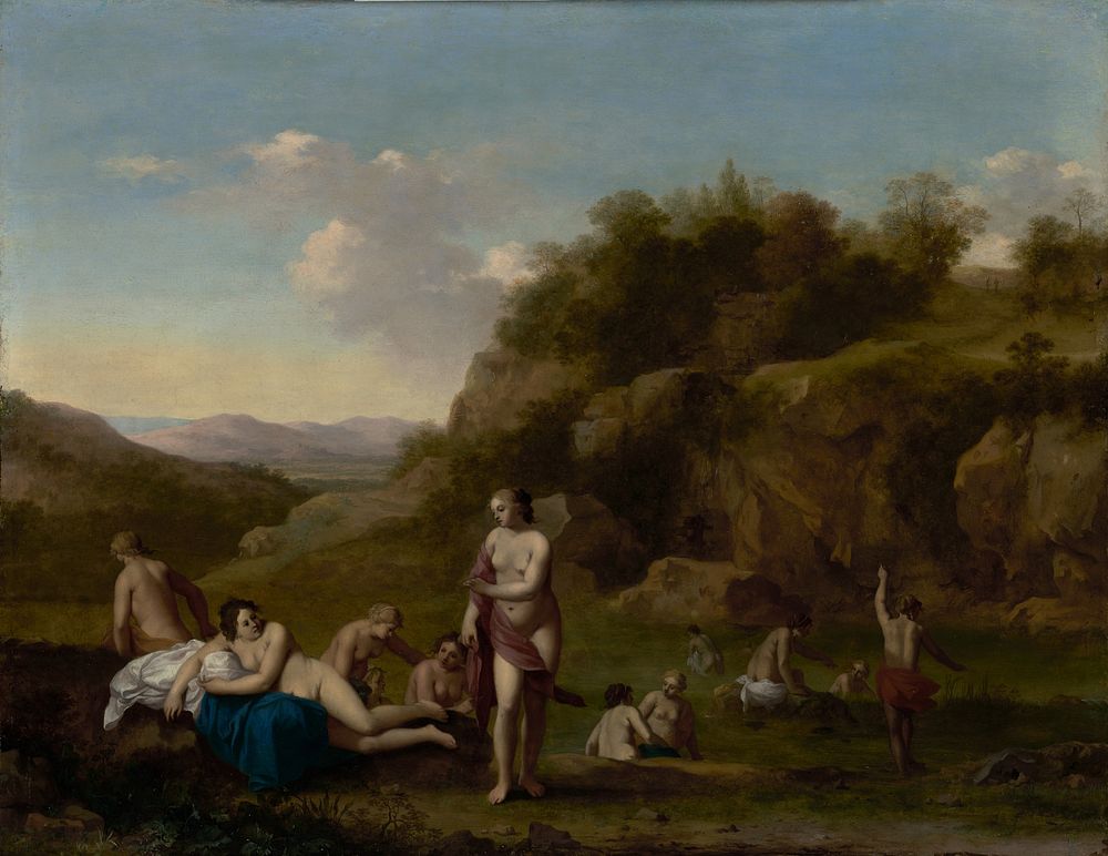 Landscape with Bathing Nudes by Cornelis van Poelenburgh