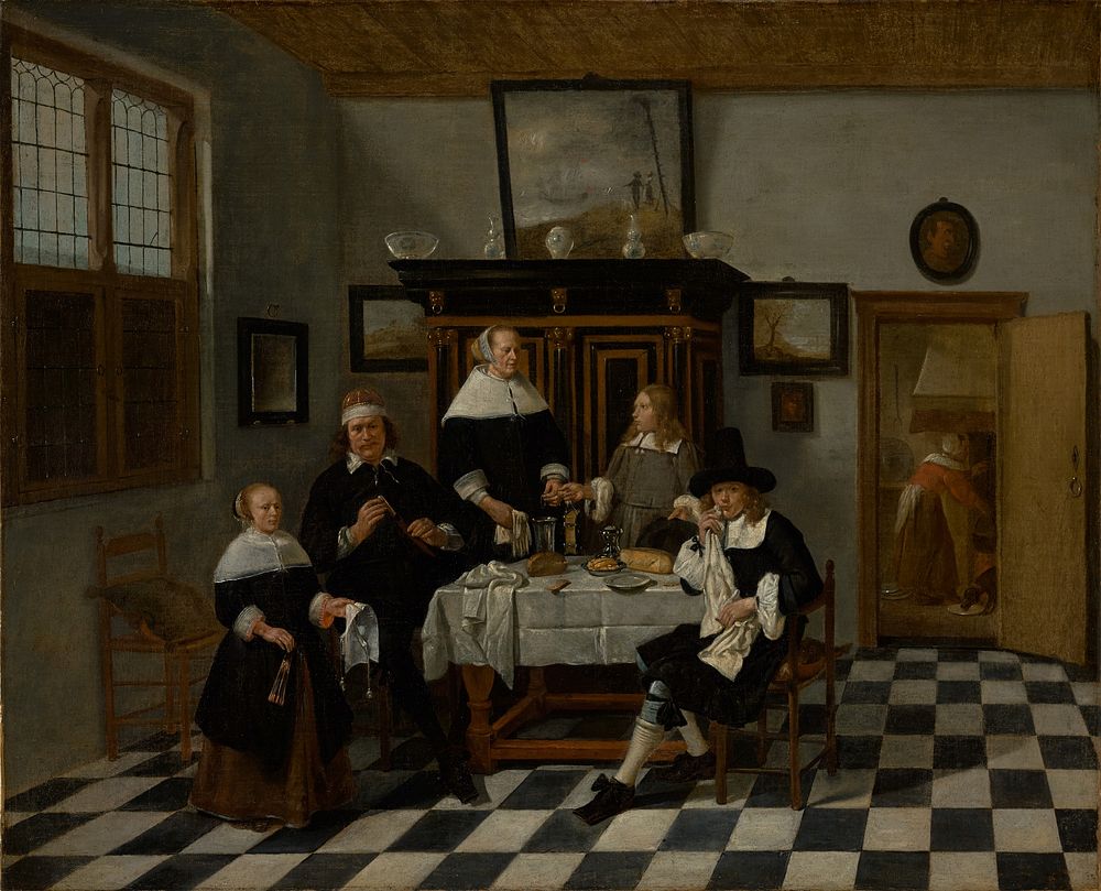 Family Group in an Interior by Quiringh Gerritsz van Brekelenkam