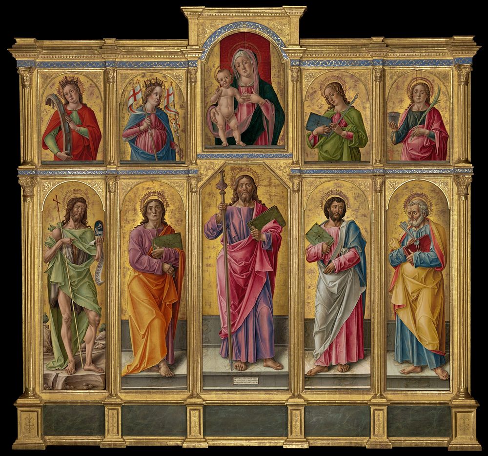 Polyptych with Saint James Major, Madonna and Child, and Saints by Bartolomeo Vivarini